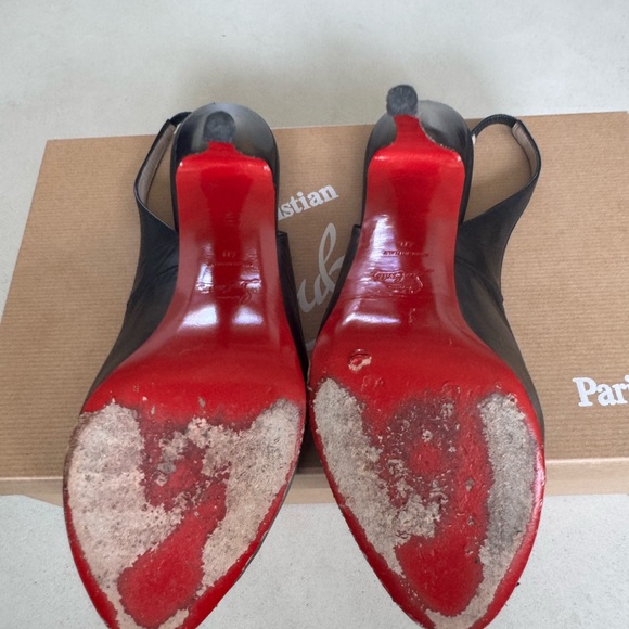 Christian Louboutin 120 Black Slingback Heels - Picture 7 of 10